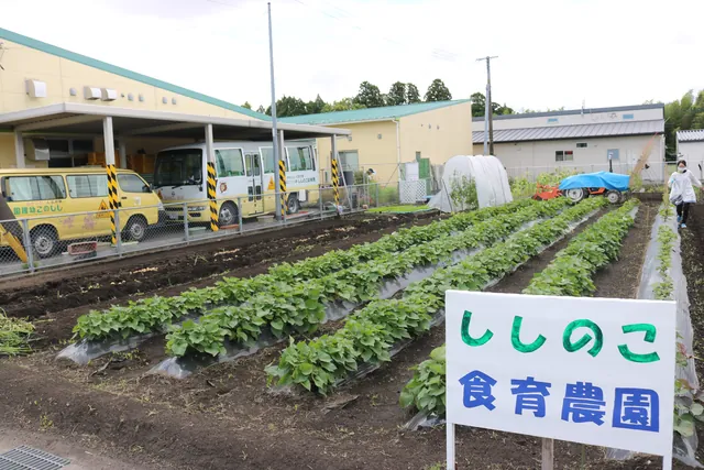 食育農園の畑と看板